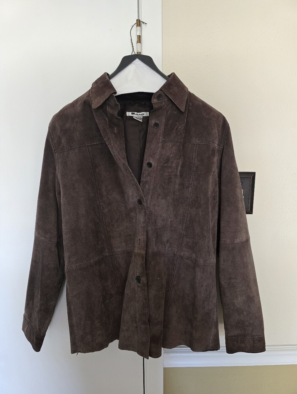 Chocolate Brown Suede Button-Up Jacket